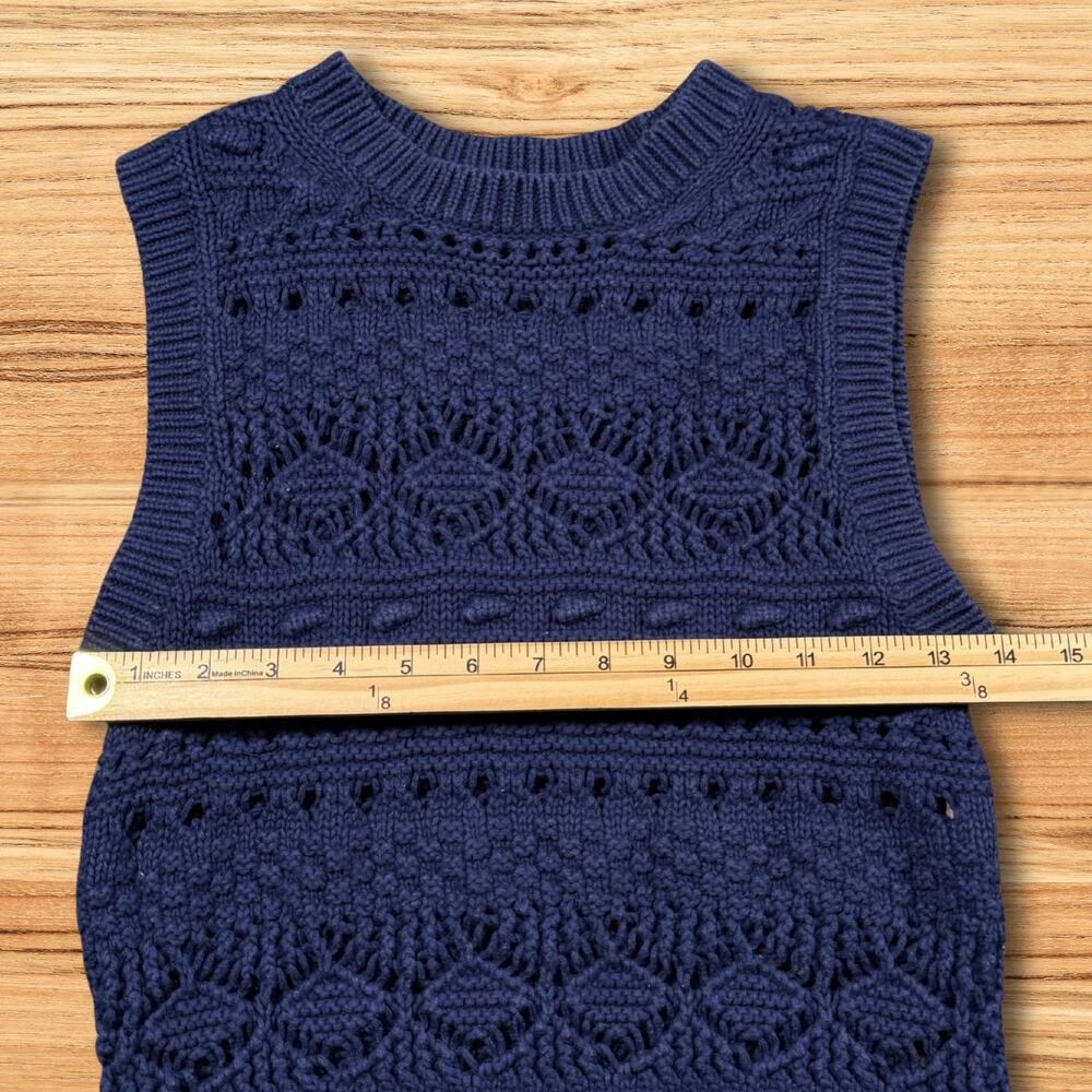 Madewell Crochet-Knit Sweater Vest Fresh Blueberry Navy Blue Size XS - Picture 7 of 9